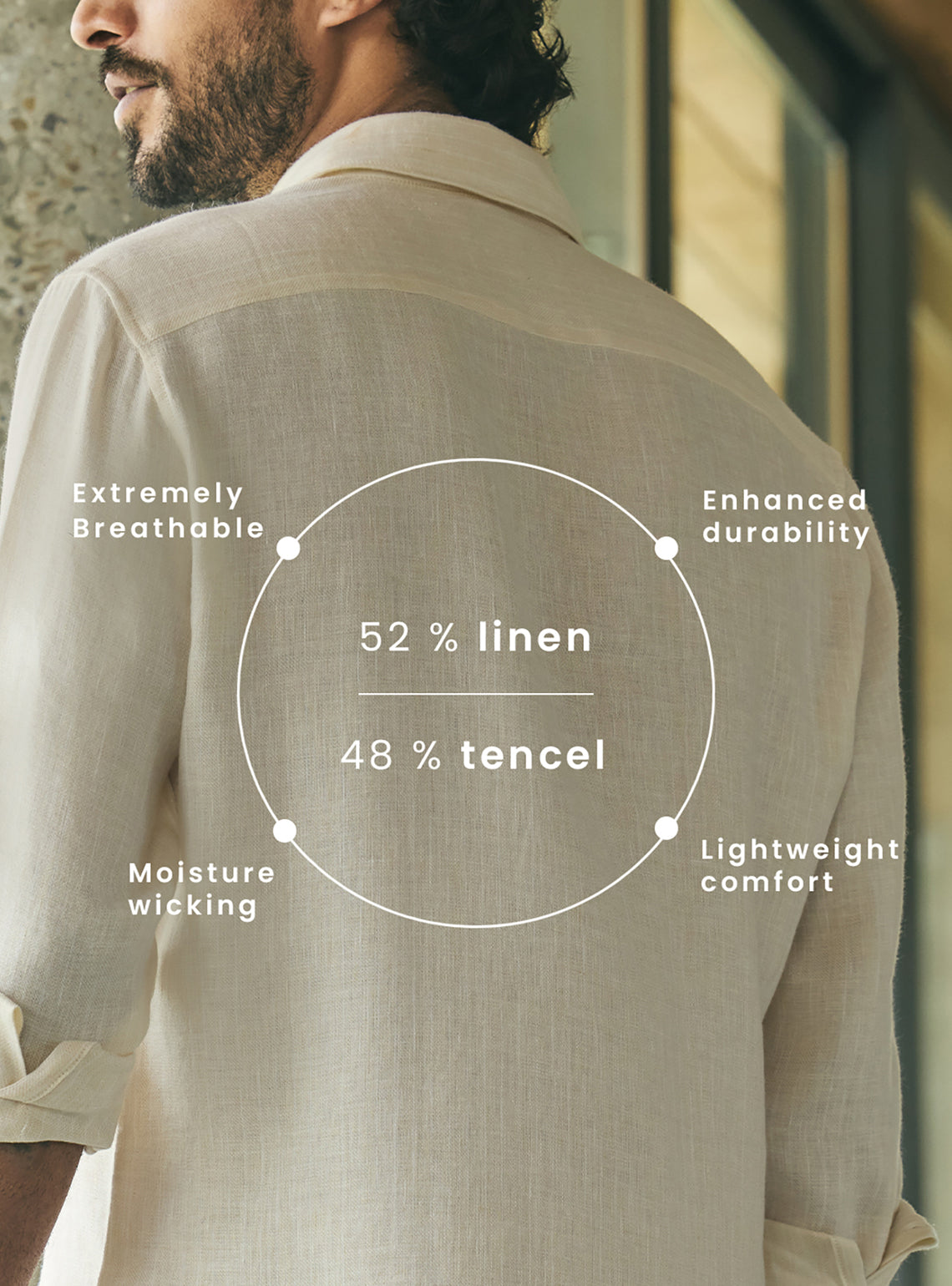 Mesa Beige Stripe Linen Tencel Shirt