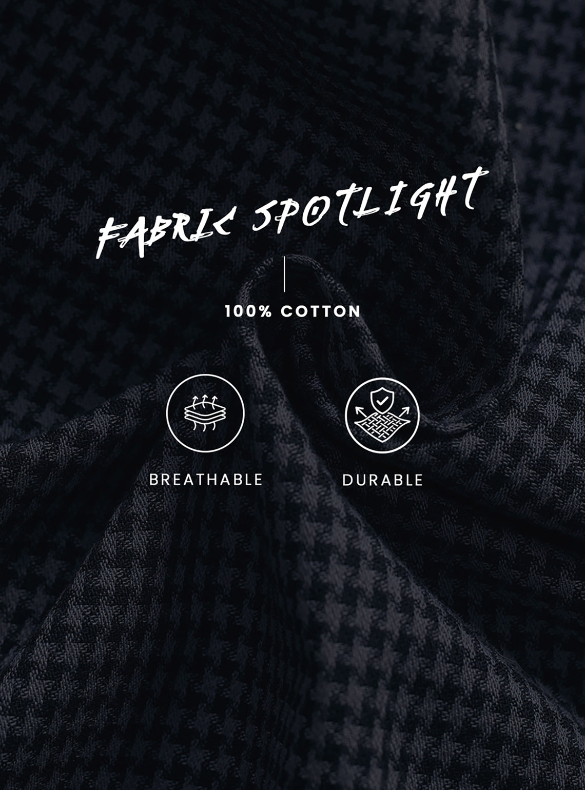 Ink Black Houndstooth Dobby Cotton Shirt