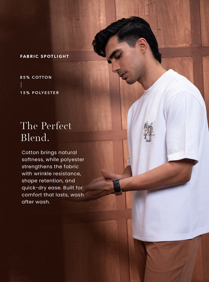 Quartz White Cotton Blend Crew