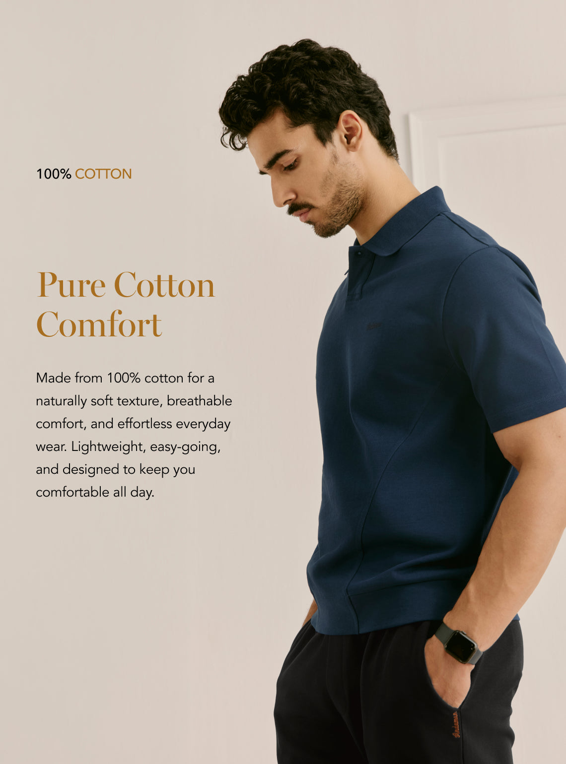 Meridian Navy Compact Cotton Polo
