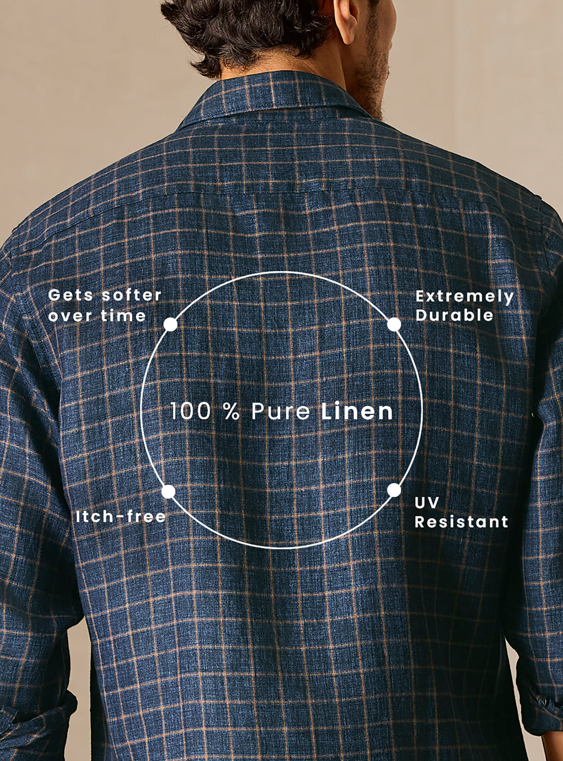 Harbor Navy European Linen Check Shirt