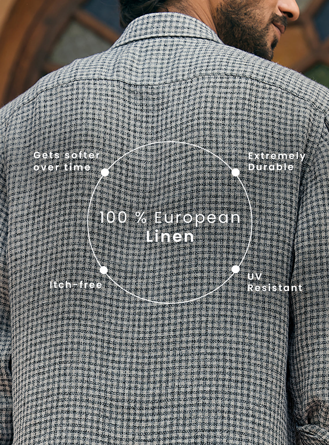 Flint Khaki European Linen Check Shirt
