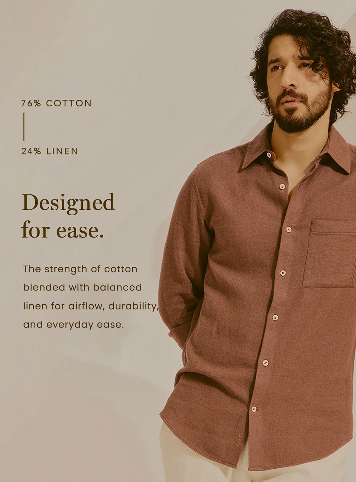 Taormina Brown Cotton Linen Shirt