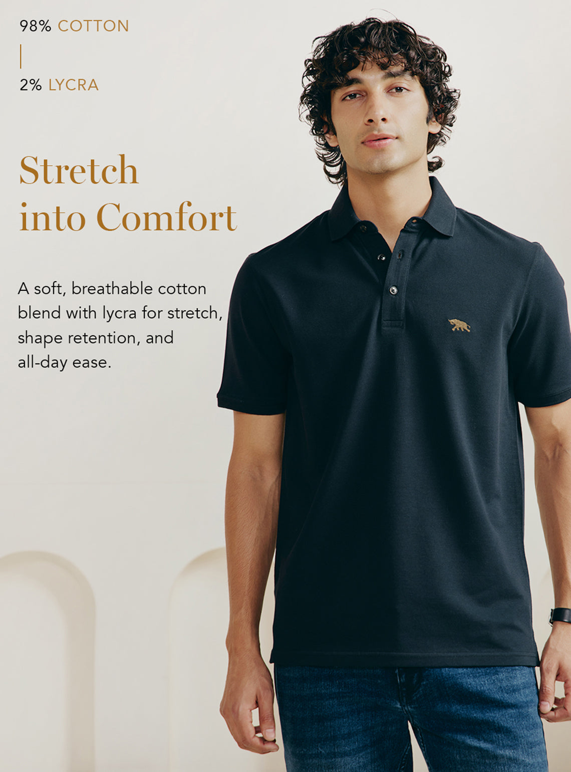 Jaguar Black Pique Polo