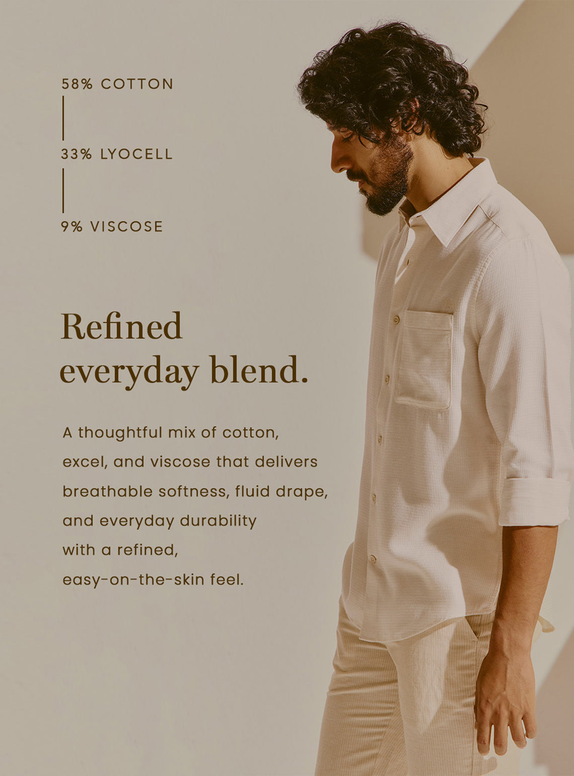 Gozo Beige Cotton Blend Shirt