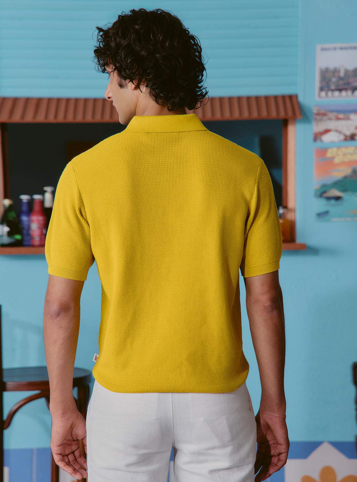 Bellini Yellow Cotton Polo Pointelle