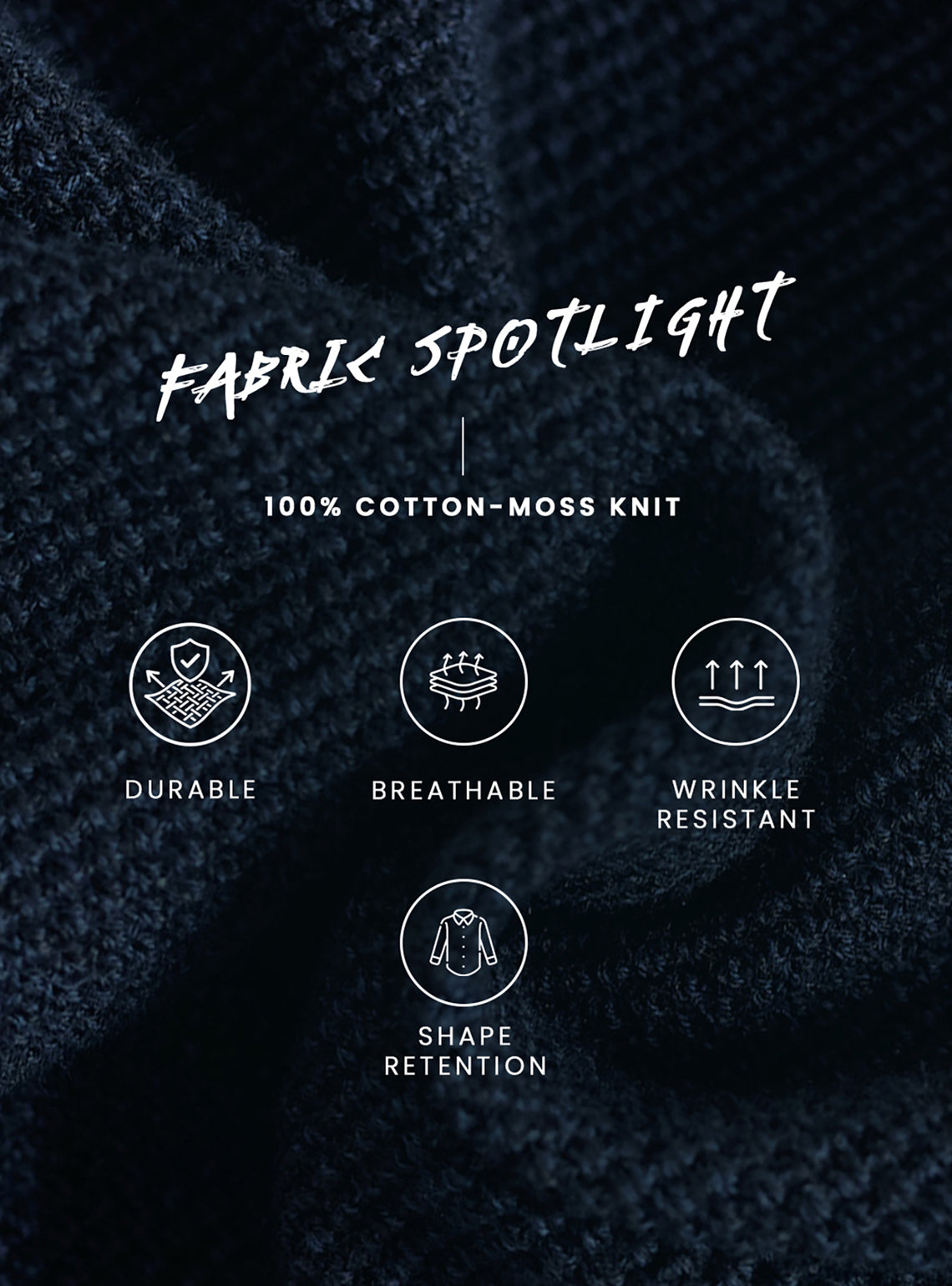 Marine Navy Moss Knit Cotton Crewneck