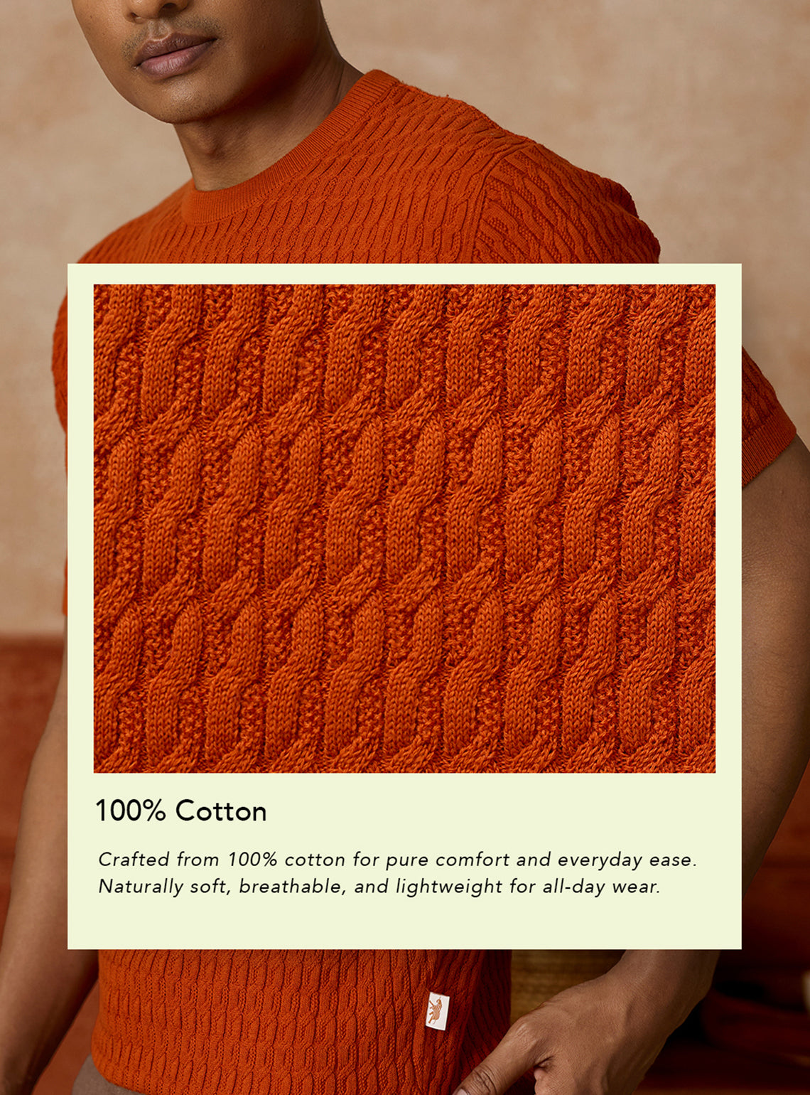 Terracotta Rust Cotton Cable Crewneck