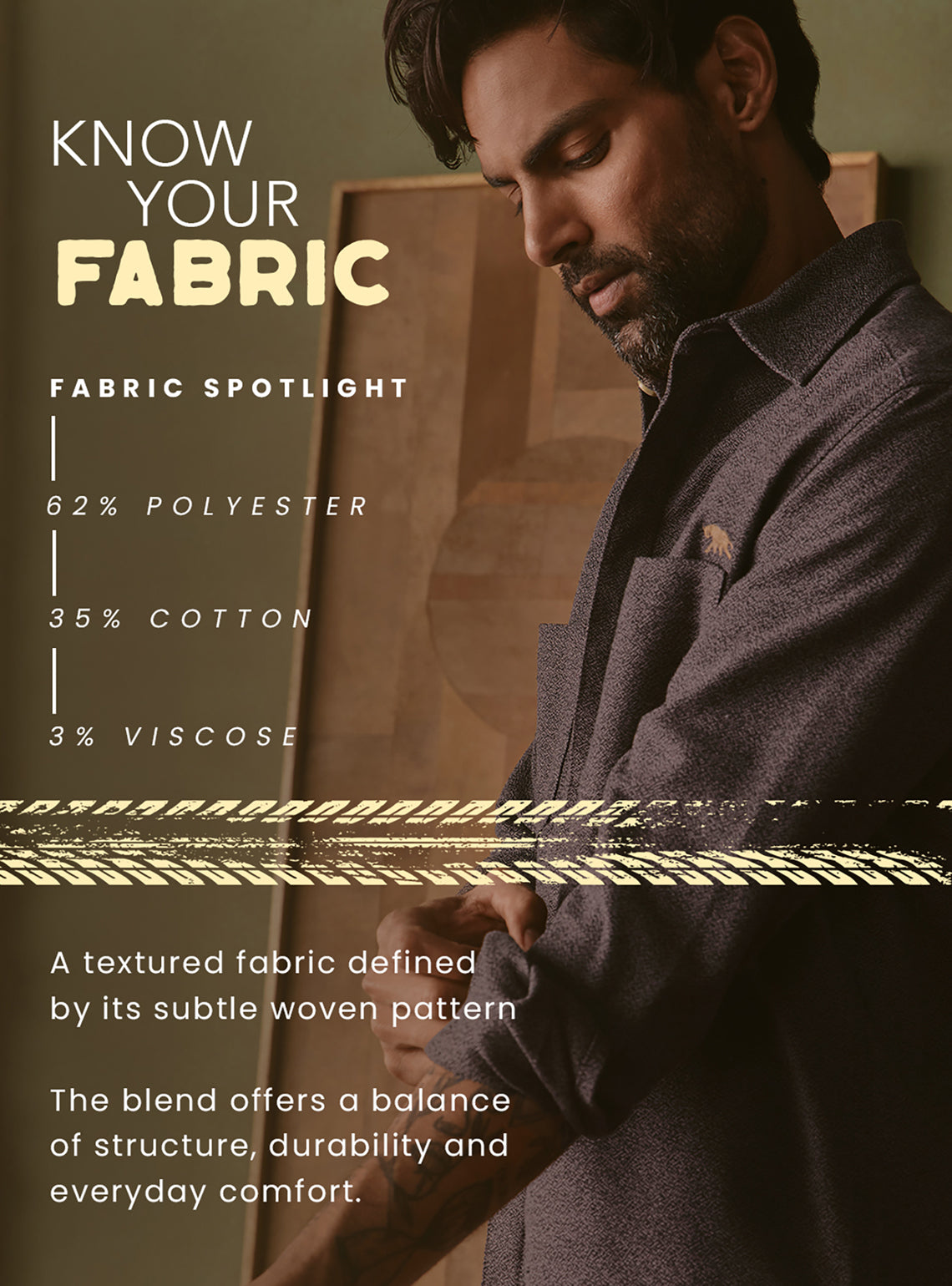 Canyon Brown Cotton Blend Dobby Overshirt