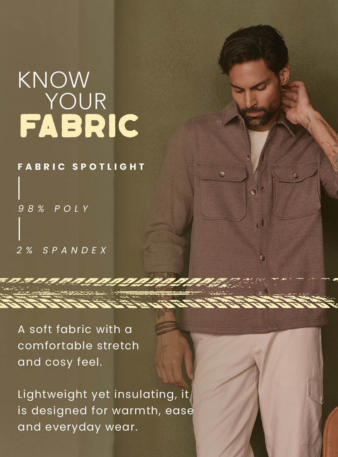 Burnt Brown Poly Stretch Overshirt