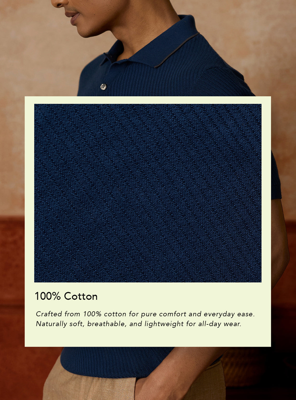 Twilight Navy Cotton Textured Polo