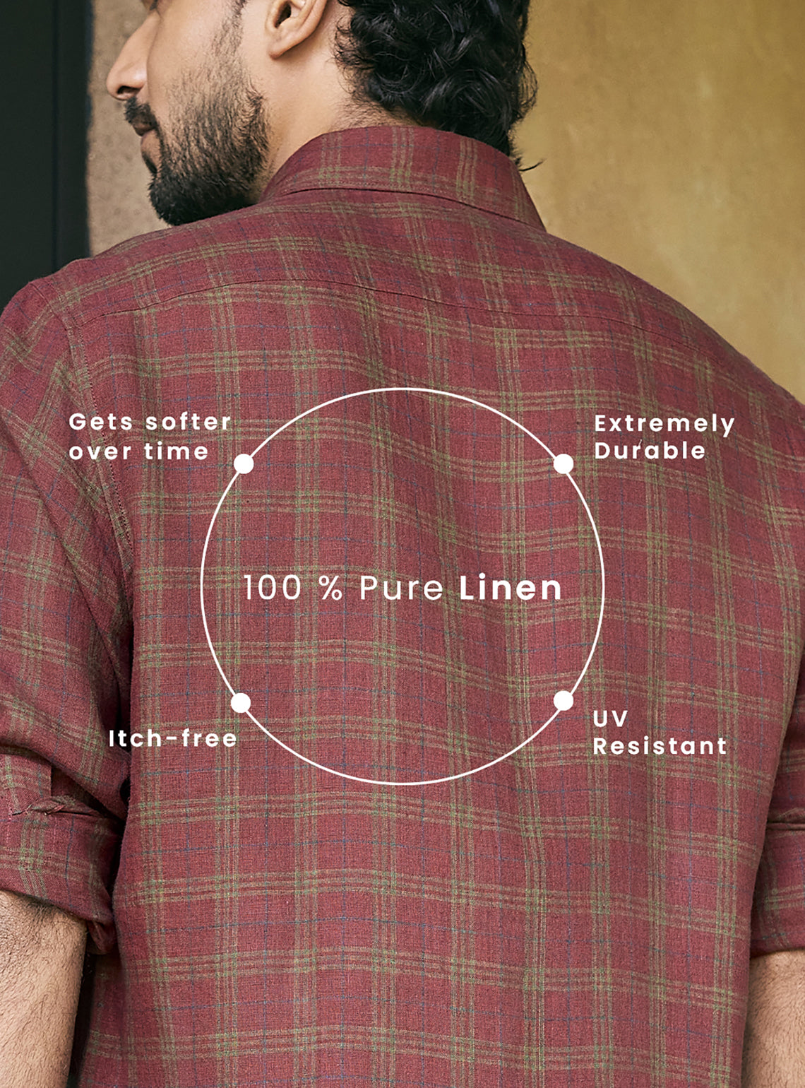 Plum Burgundy European Linen Check Shirt