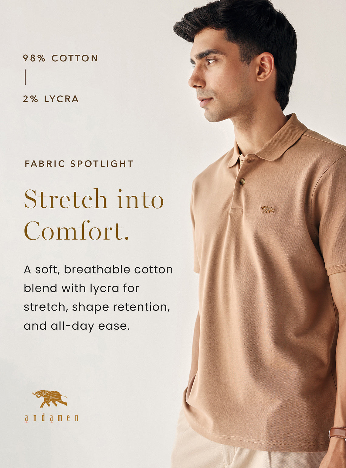 Soft Khaki Cotton Blend Polo
