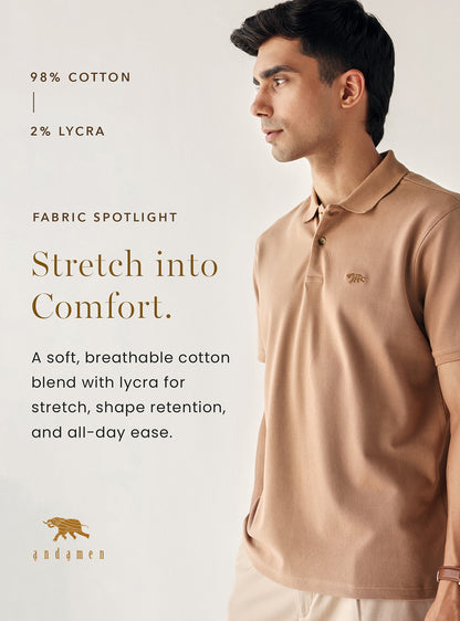 Soft Khaki Cotton Blend Polo