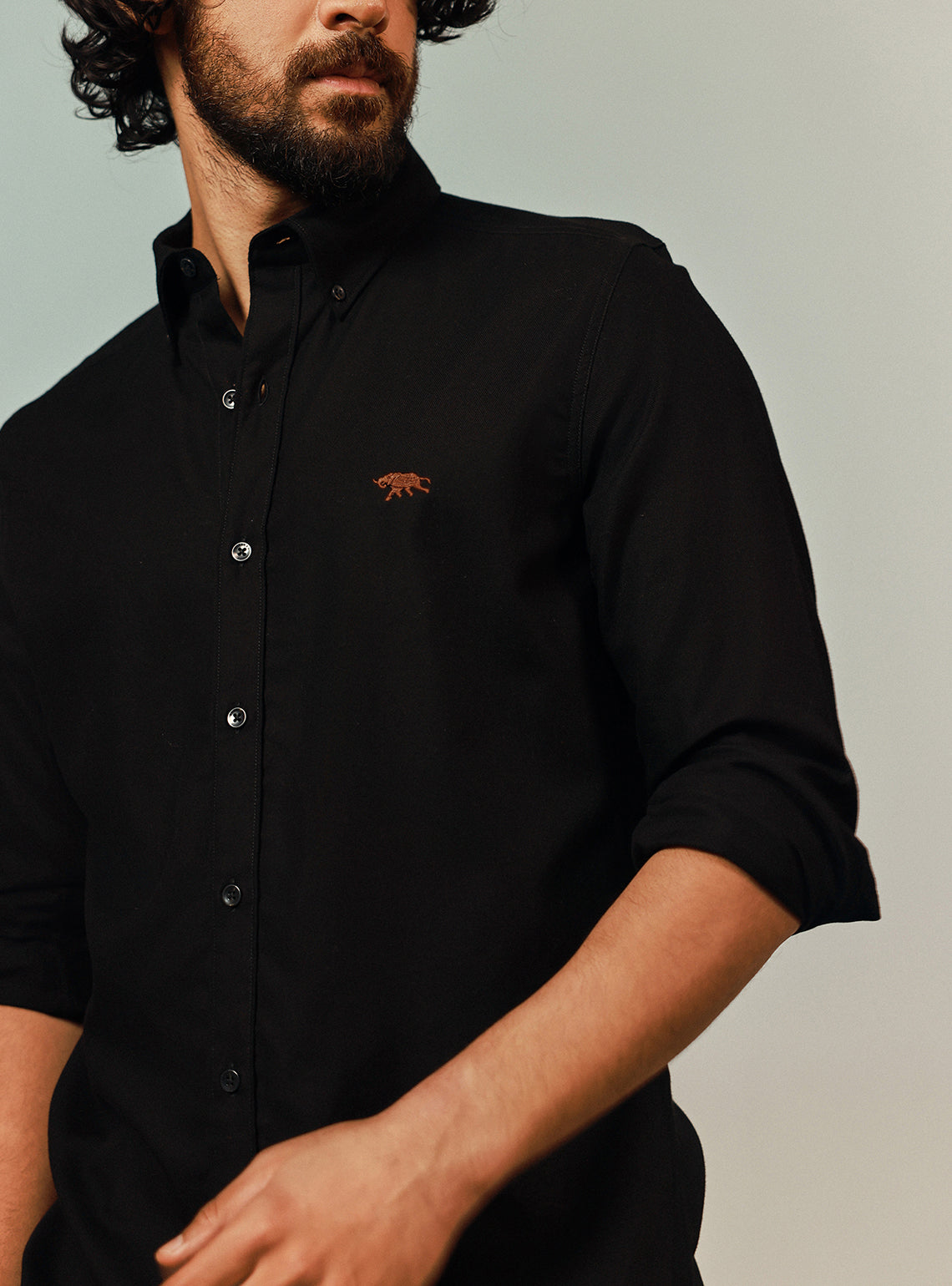 Galactic Black Cotton Twill Shirt