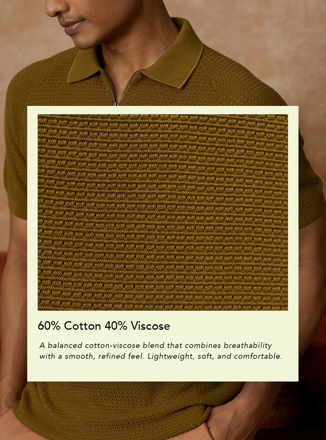 Woodland Olive Cotton Blend Pointelle Polo