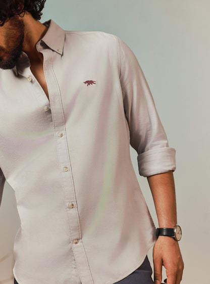 Granite Grey Cotton Twill Shirt