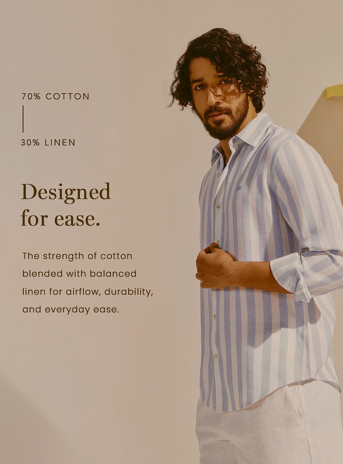 Limassol Khaki Cotton Linen Shirt