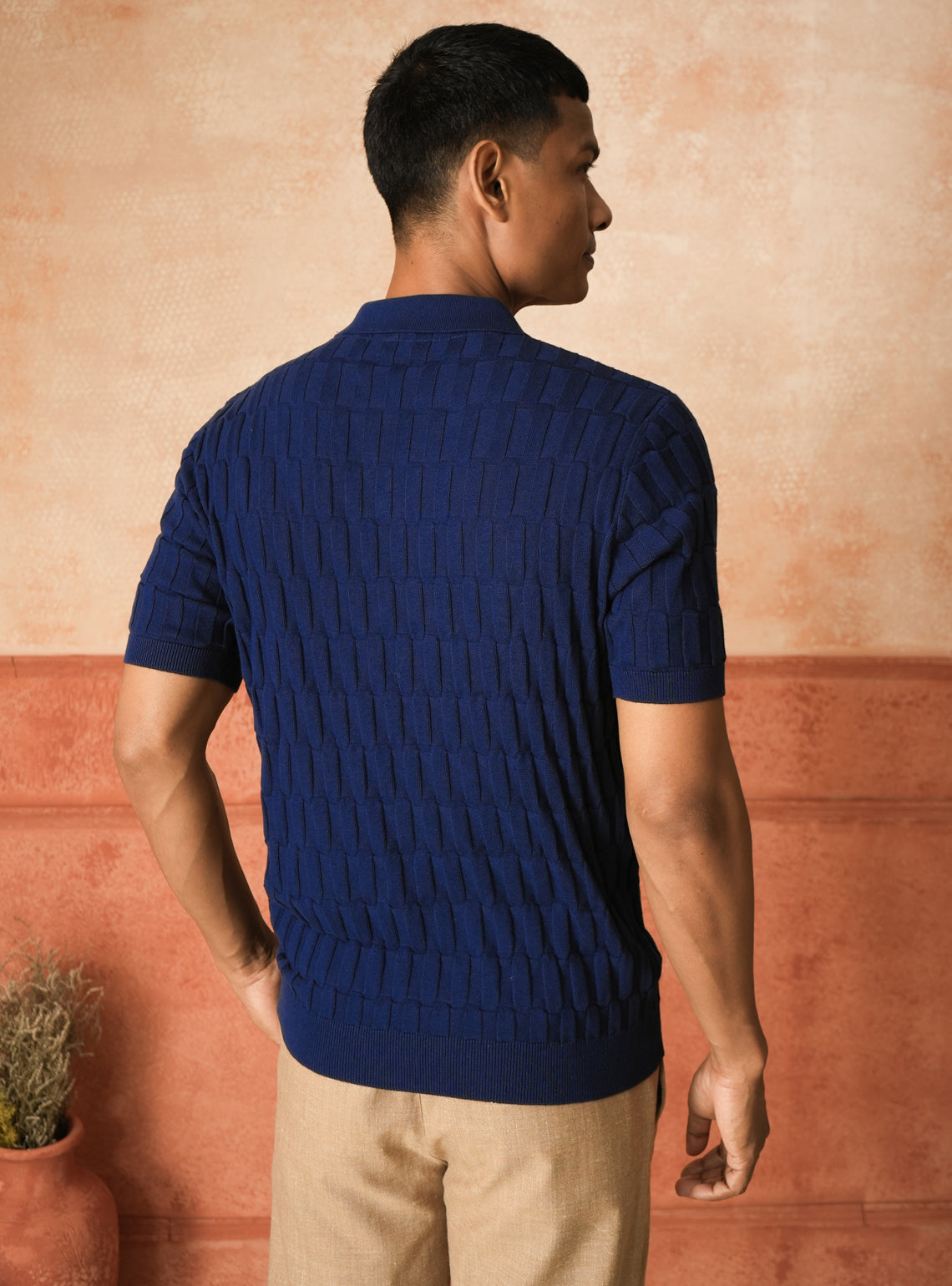 Tempest Navy Cotton Open-Neck Polo