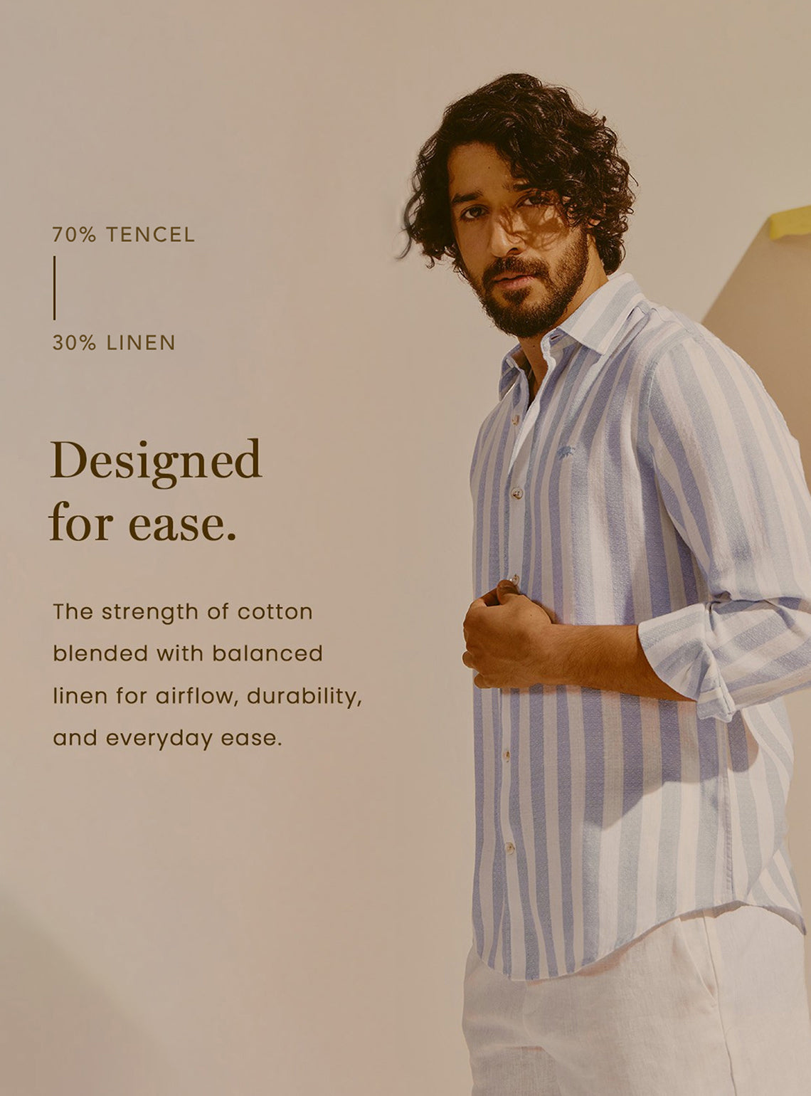 Valletta Blue Cotton Linen Shirt