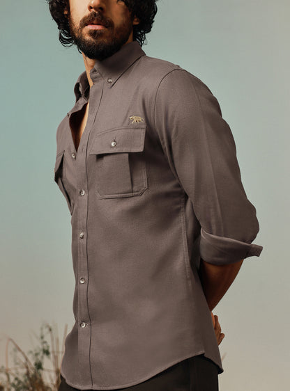 Bonfire Brown Cotton Twill Shirt