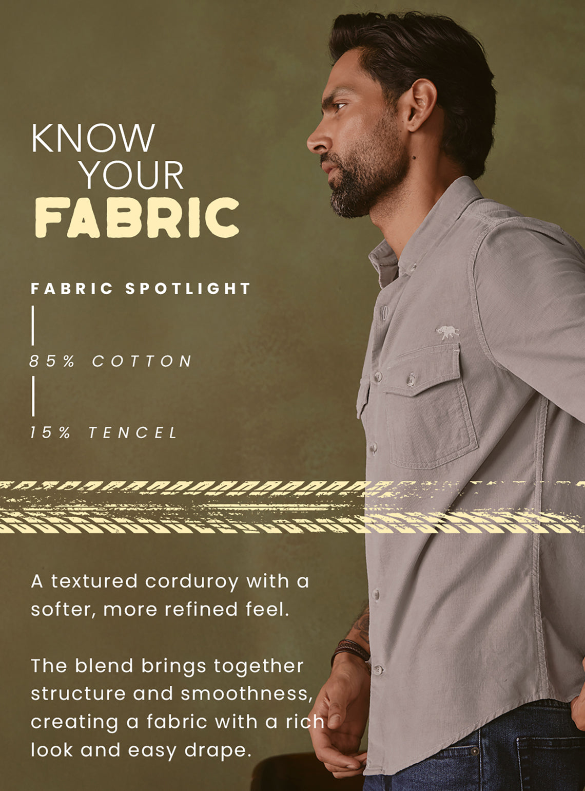 Slate Grey Cotton Tencel Cordruoy Shirt