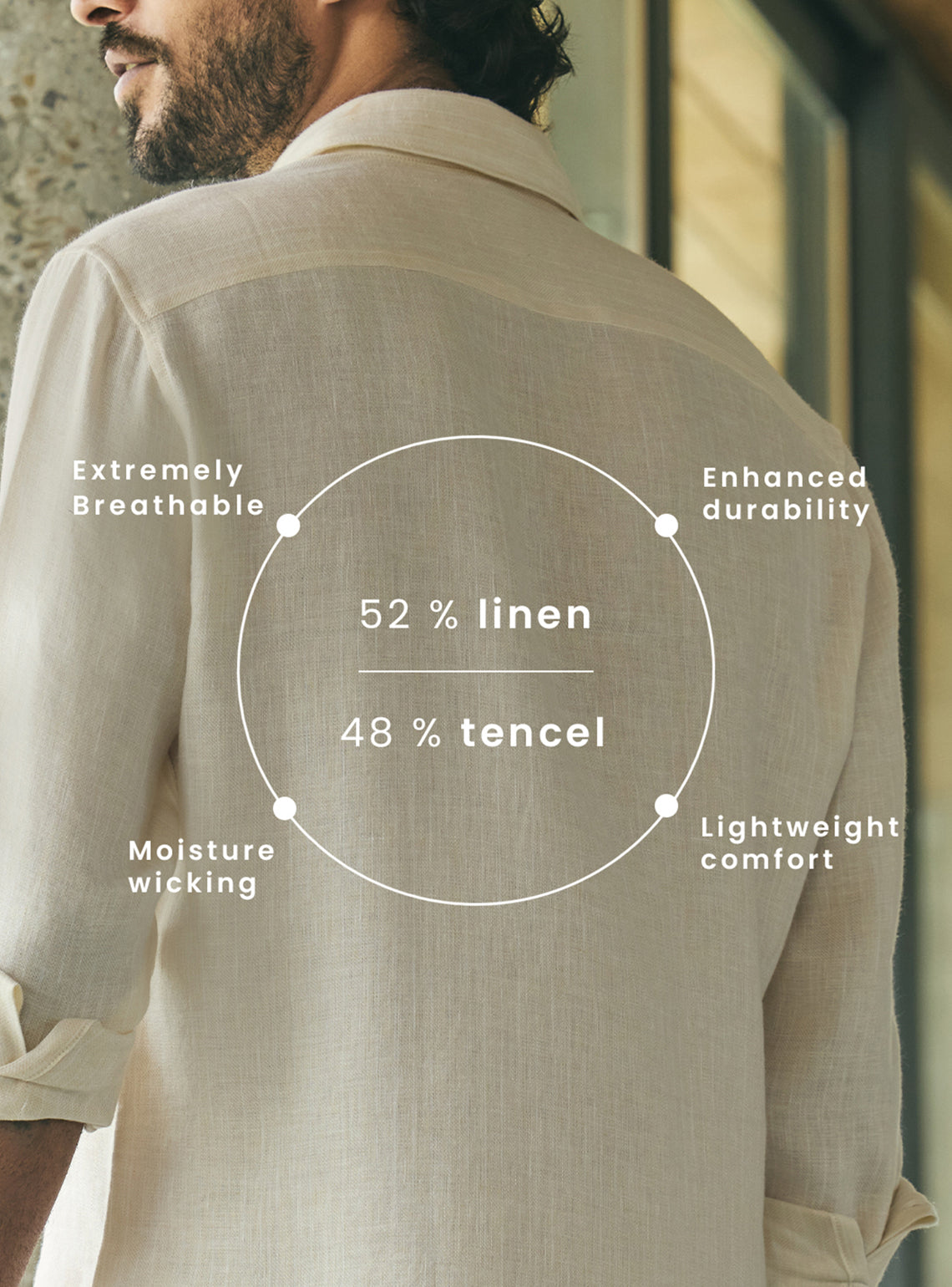 Mesa Beige Stripe Linen Tencel Shirt