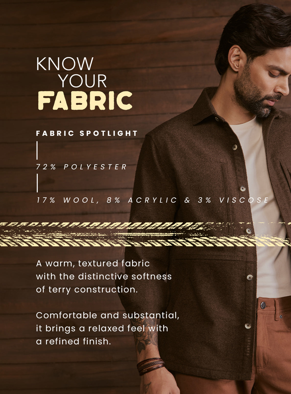 Woodland Brown Poly Blend Terry Overshirt