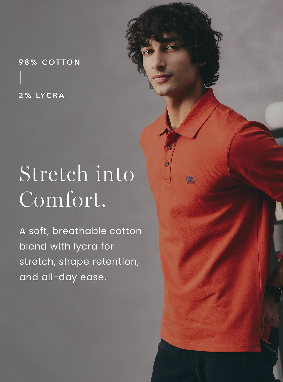 Paprika Rust Cotton Stretch Polo