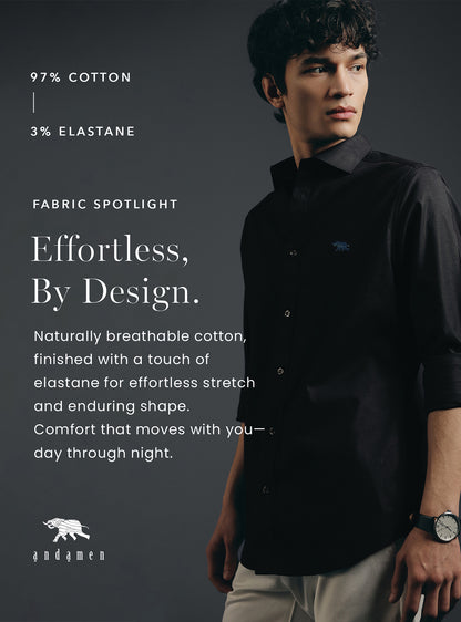 Eclipse Black Cotton Oxford Shirt