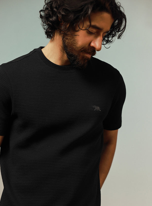 Cosmic Black Cotton Crewneck Tee