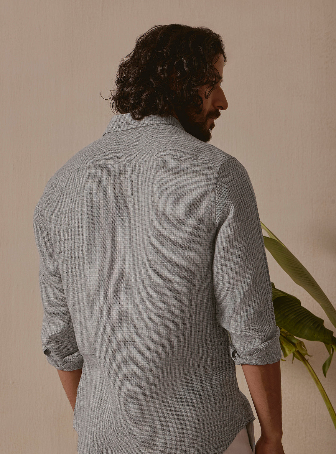 Mist Grey Linen Dobby Shirt