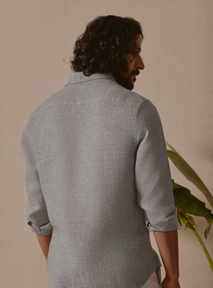 Mist Grey Linen Dobby Shirt