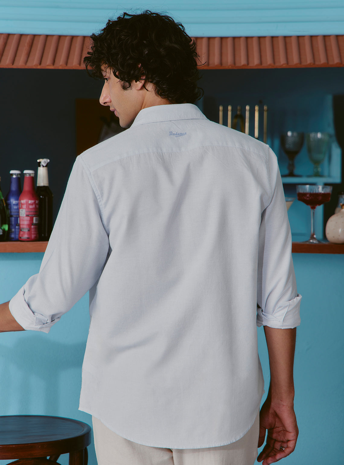 Margarita Blue Cotton Linen Print Shirt