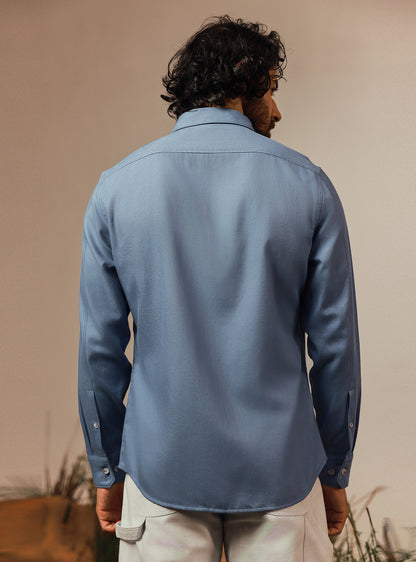 Coastal Blue Cotton Twill Shirt