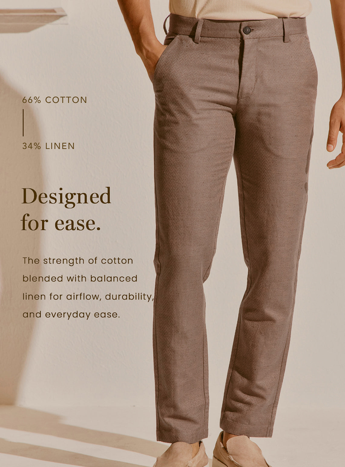 Malaga Brown Cotton Linen Trouser