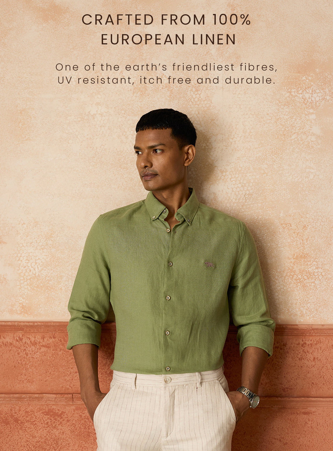 Avocado Green European Linen Shirt