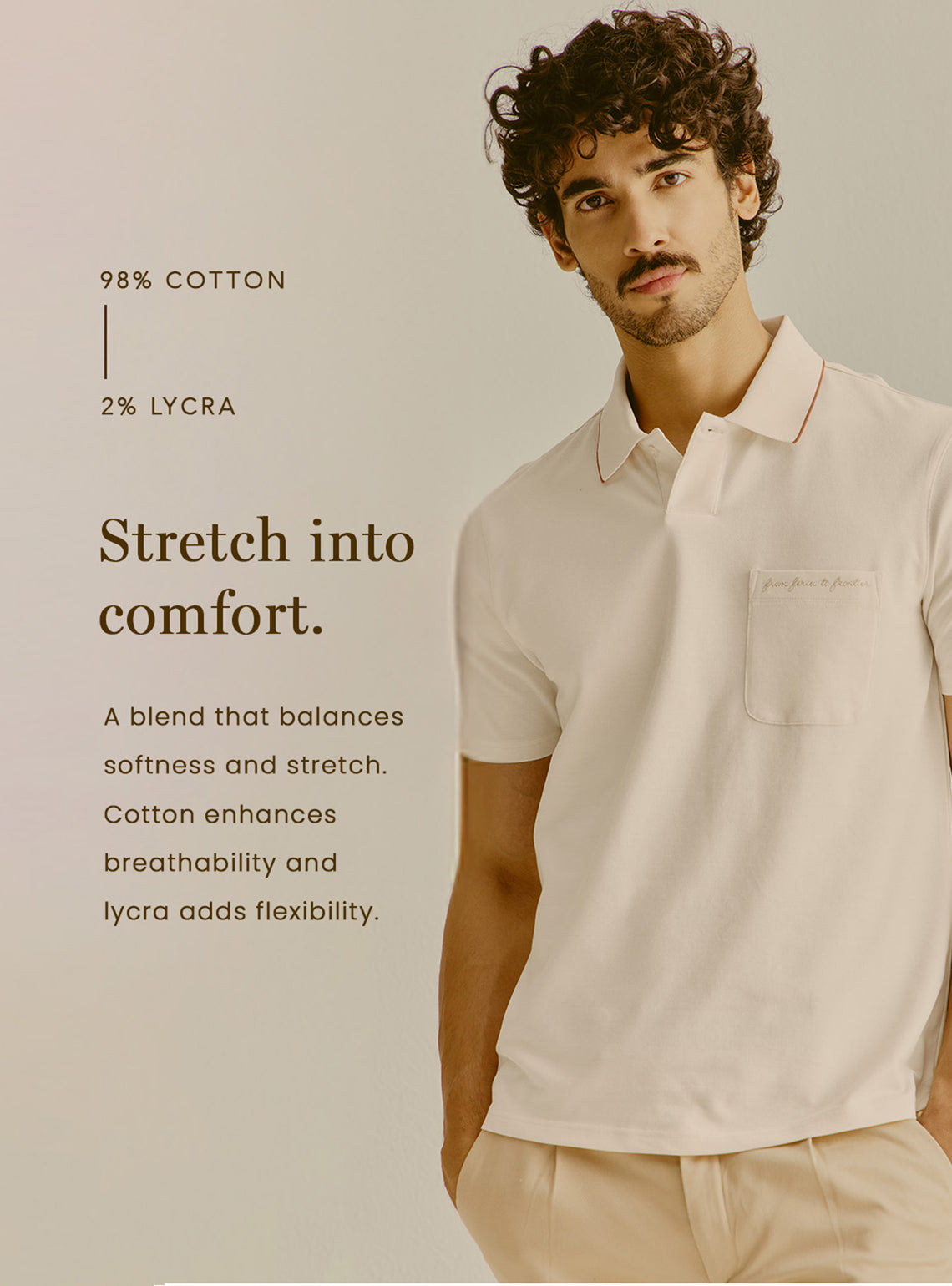 Positano White Cotton Lycra Polo