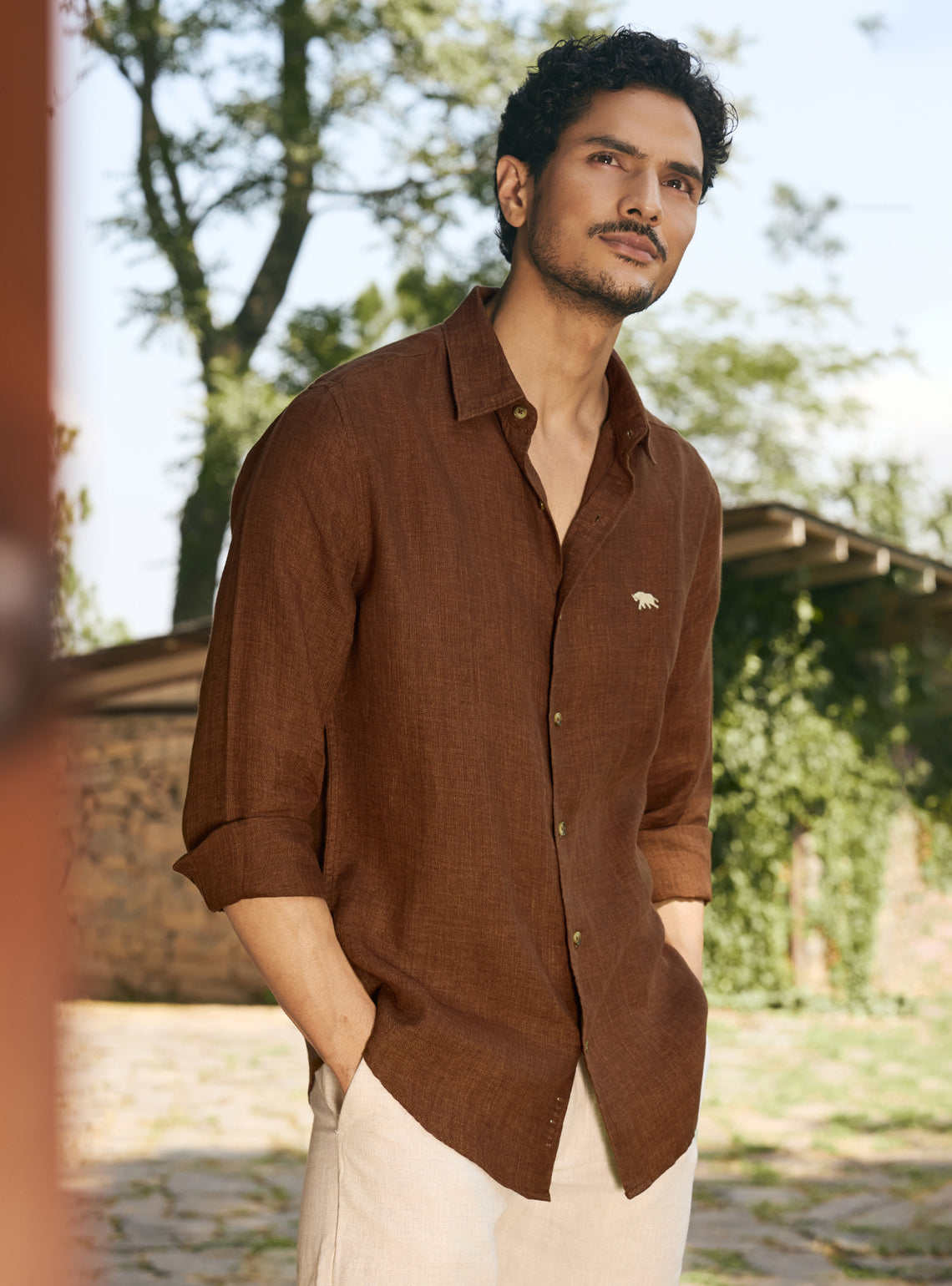 Earthy Brown European Linen Shirt