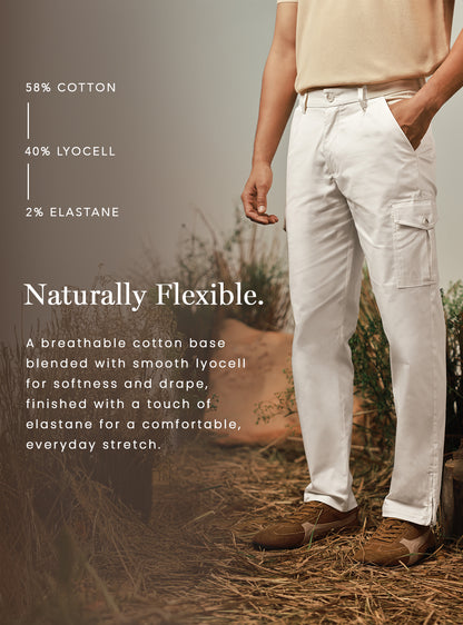 Ecru Off White Twill Cargo