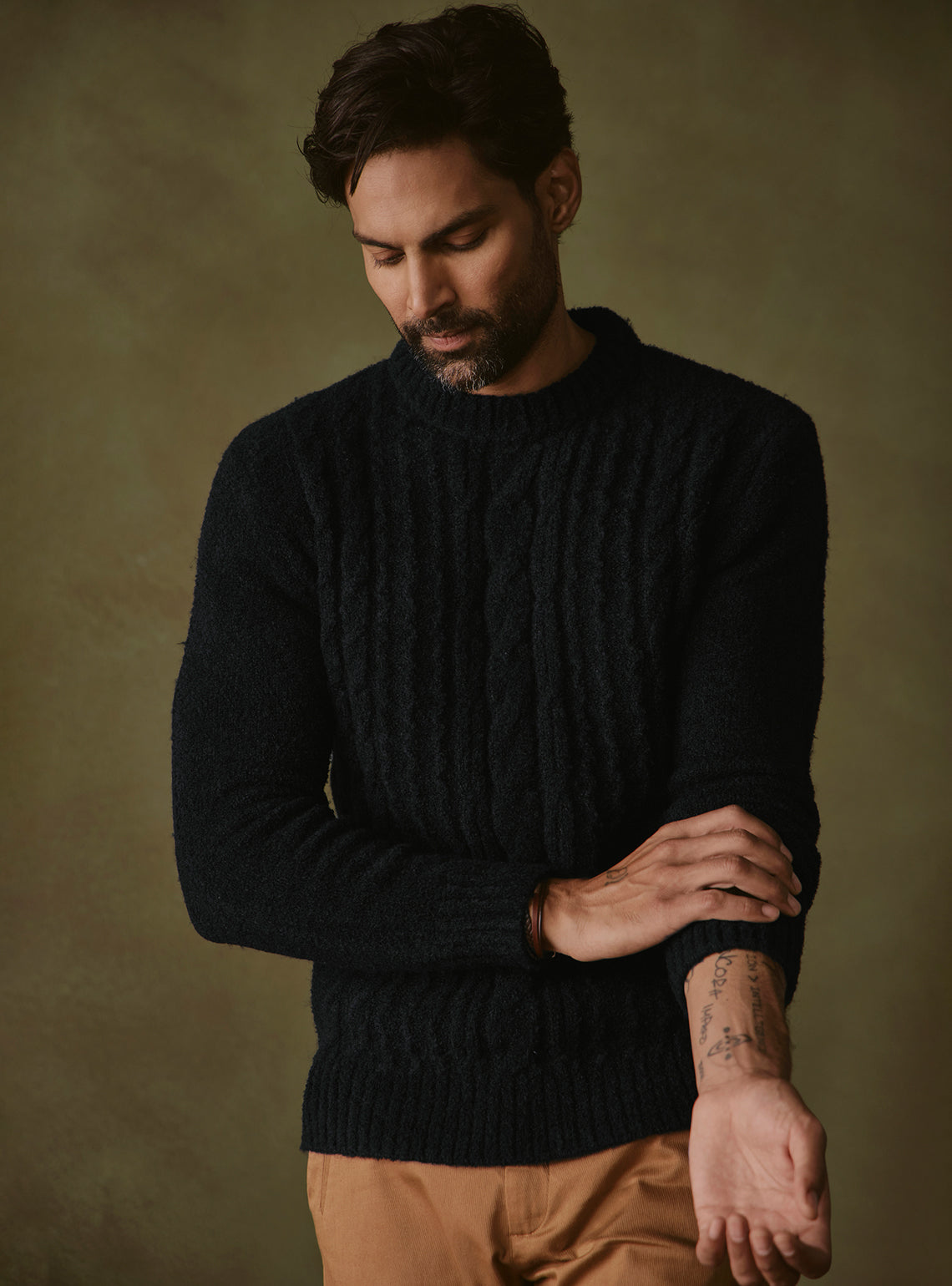 Onyx Black Cable Pullover