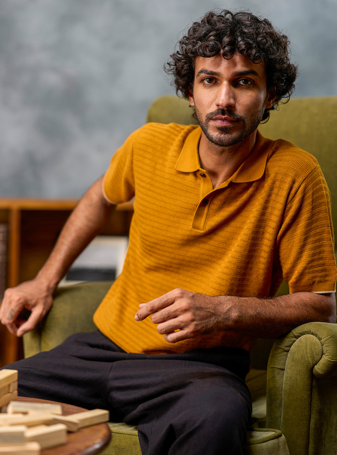 Playmaker Orange Textured Cotton Polo