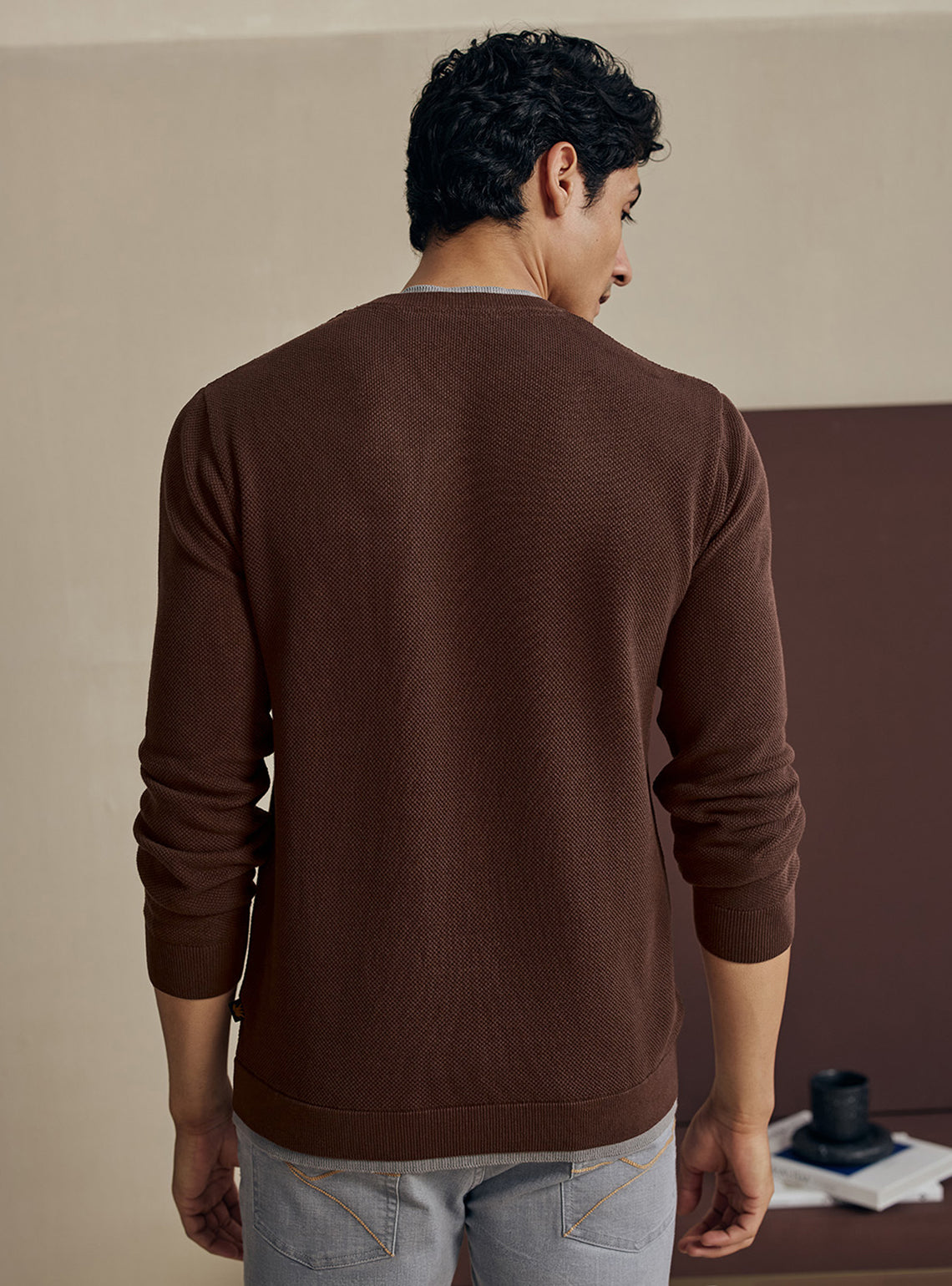 Deep Maroon Honeycomb Cotton Pullover