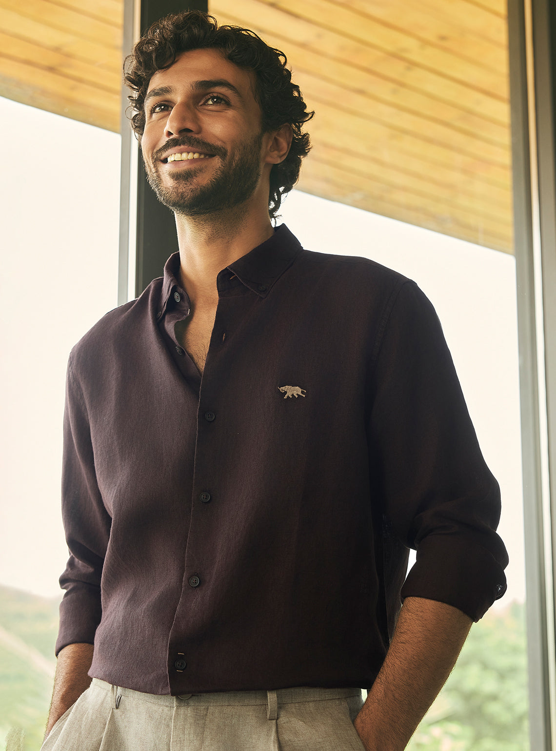 Deep Brown European Linen Shirt
