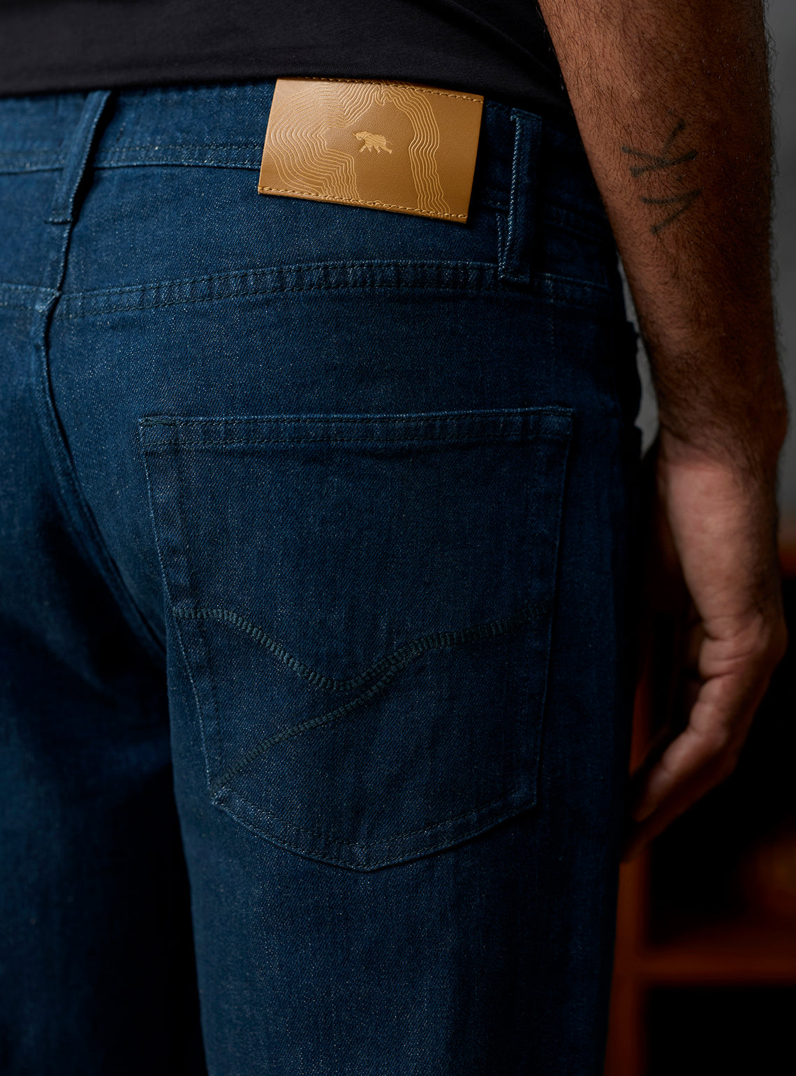 Rich Navy Cotton Blend Denim Jeans