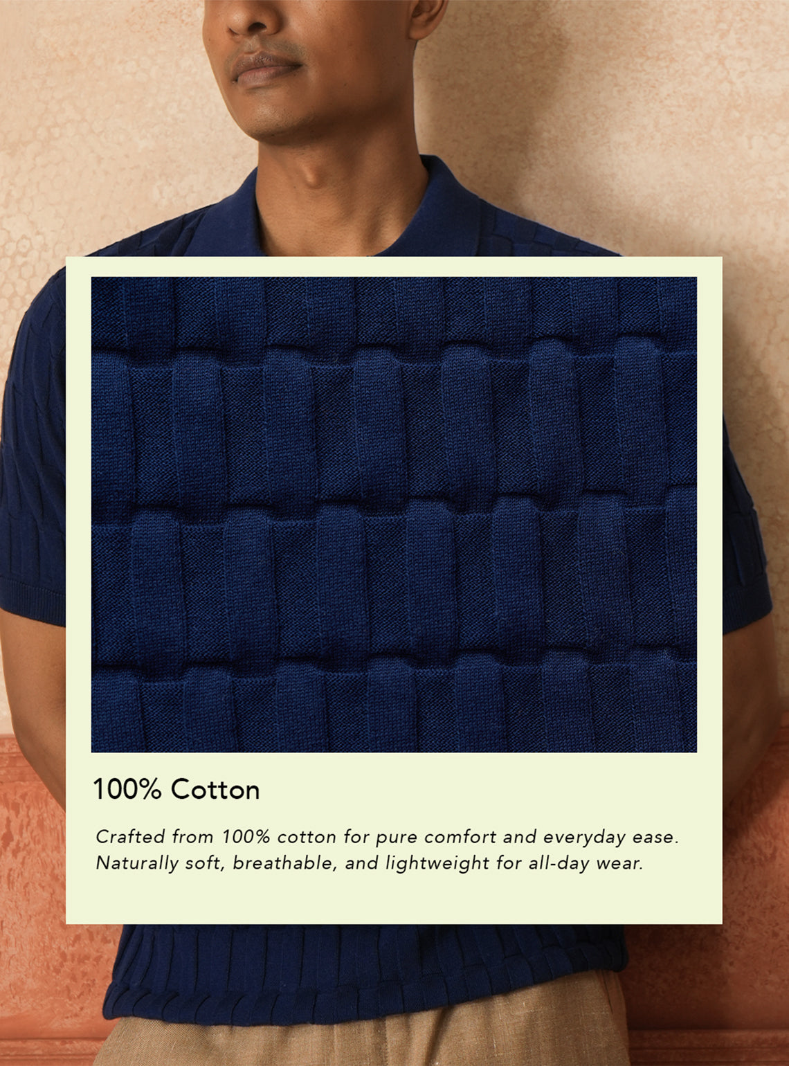 Tempest Navy Cotton Open-Neck Polo