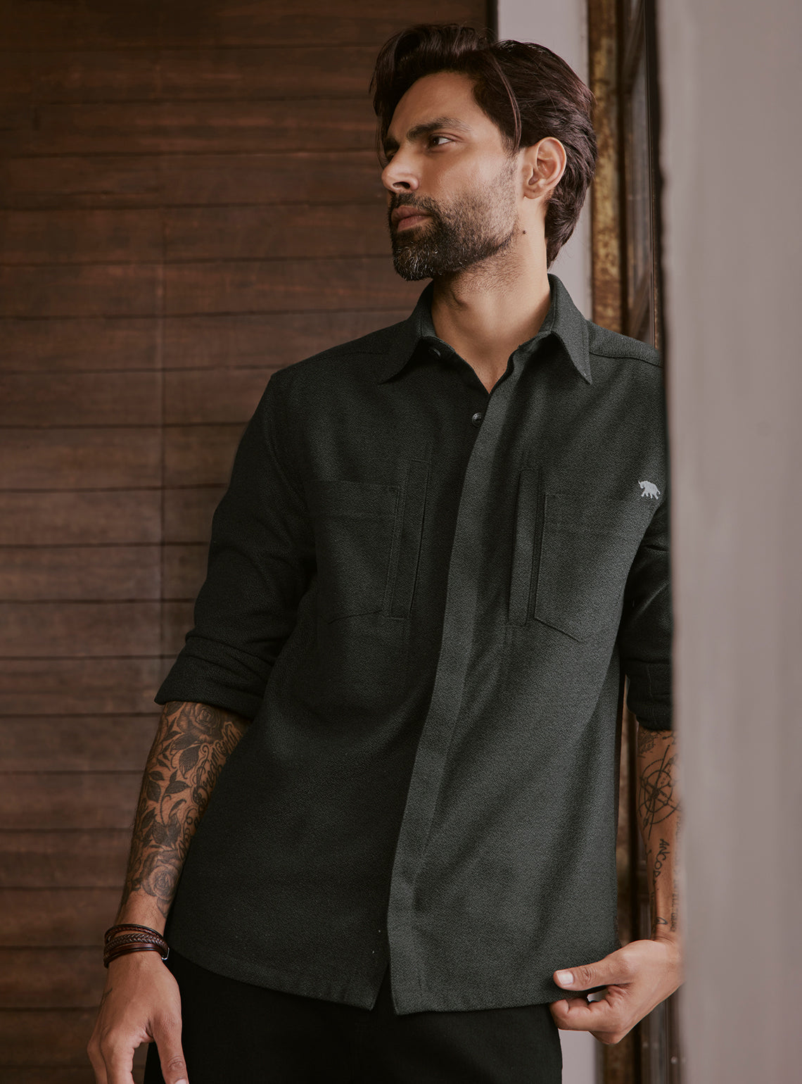 Wilderness Green Cotton Blend Overshirt