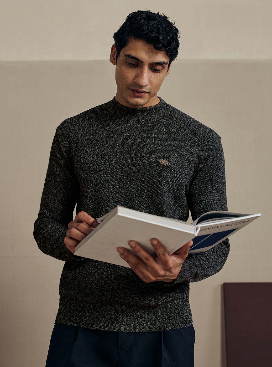 Onyx Black Cotton Pullover