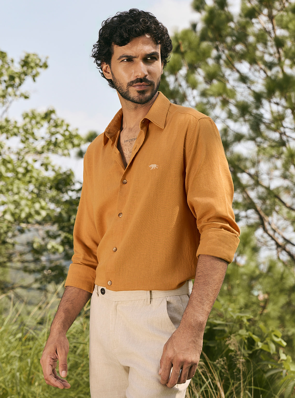Alpenglow Gold Lyocell Linen Shirt