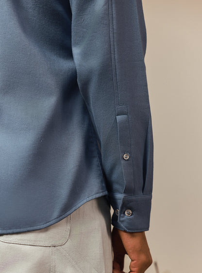 Coastal Blue Cotton Twill Shirt